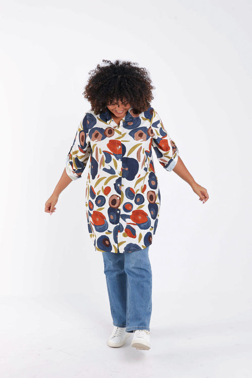 Chemise longue en viscose imprimé coquelicots-Paprika-7