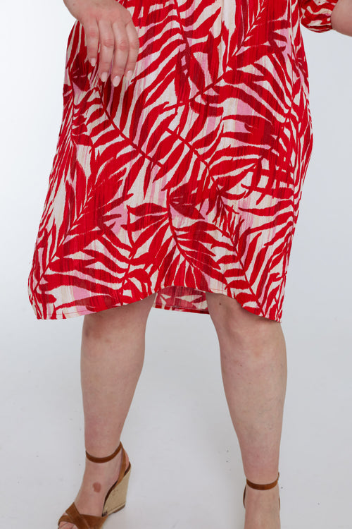 Robe en viscose imprimé feuillage-Paprika-6