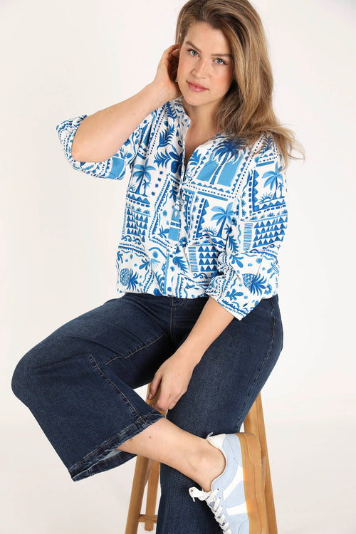 Blouse van viscose met patchworkprint-Paprika-8