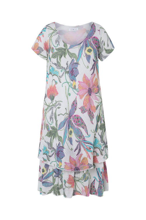 Katoenen mousseline jurk met bloemenprint-Paprika-10