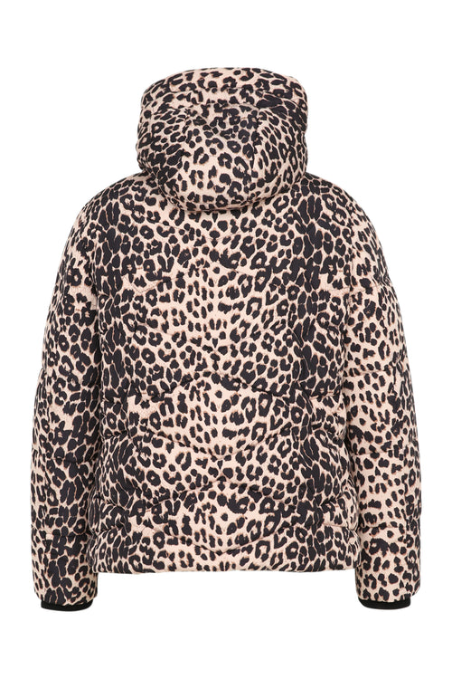 Korte gewatteerde jas met dierenhuidmotief-Paprika-12