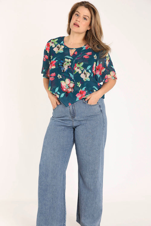 Exclusief SHEEGO - Blouse van viscose met bloemenprint-Paprika-7