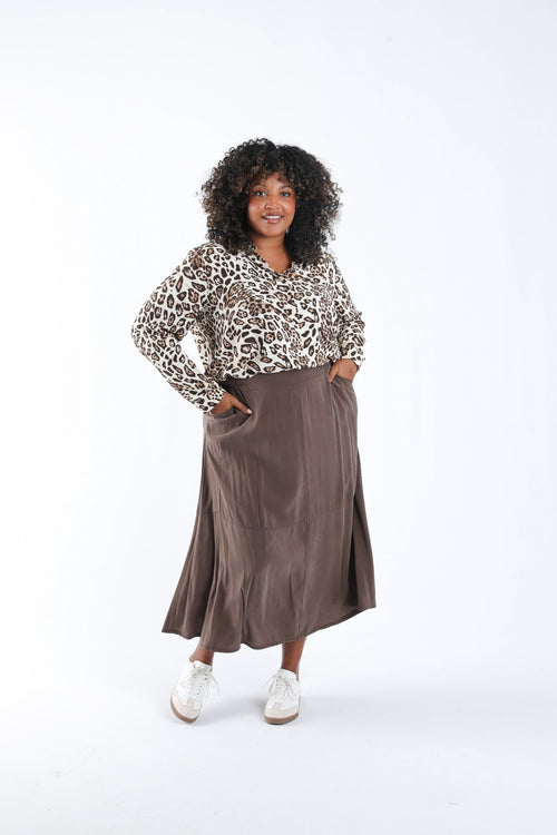 Jupe longue unie-Paprika-6