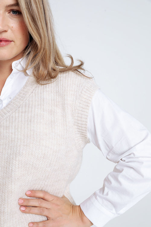 Lange, effen tuniek zonder mouwen-Paprika-4