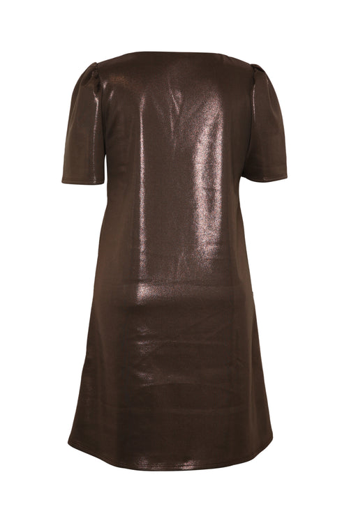 Effen jurk met satijneffect-Paprika-2