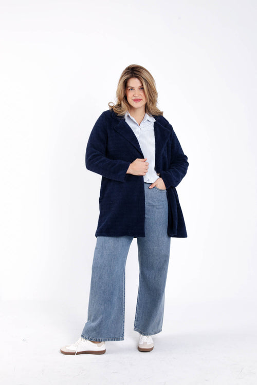 Effen halflange jas-Paprika-7