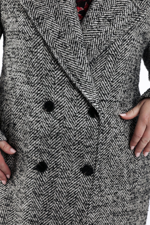 Halflange jas met chevronmotief-Paprika-5