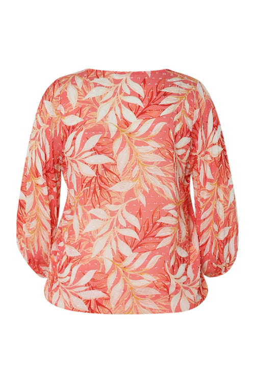 Blouse en viscose imprimé feuillage-Paprika-11