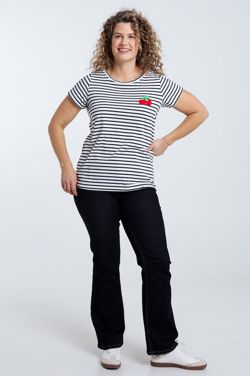 Matrozen-T-shirt met kersdetail-Paprika-8