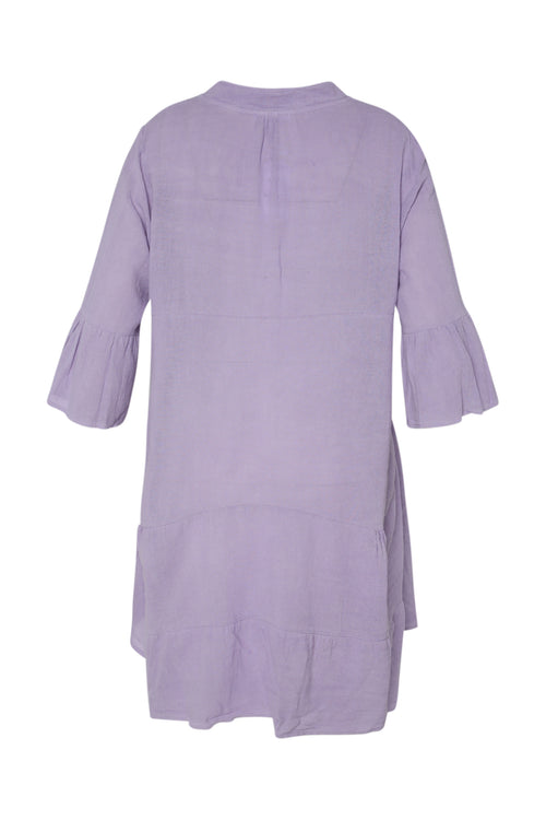 Robe tunique en gaze de coton unie-Paprika-3