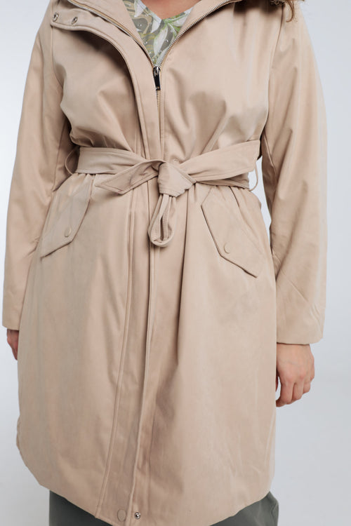 Trench mi-long uni avec capuche-Paprika-4
