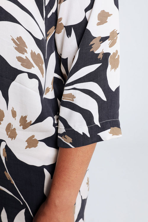 Robe à fleurs en viscose-Paprika-4