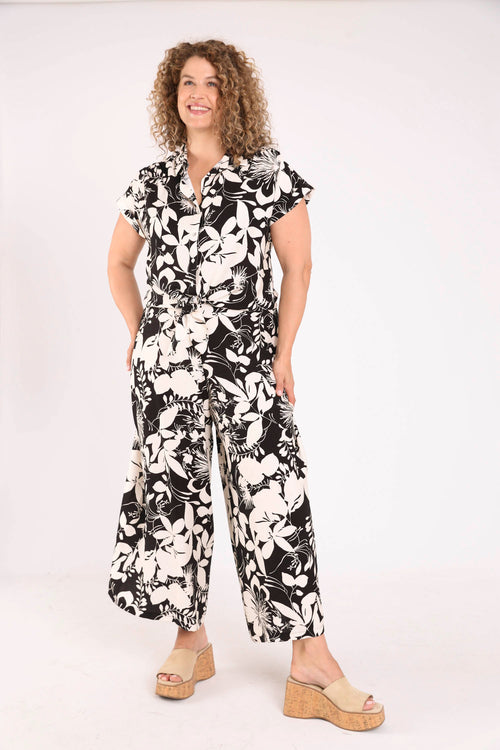 Blouse van bedrukt bicolor viscose-Paprika-8