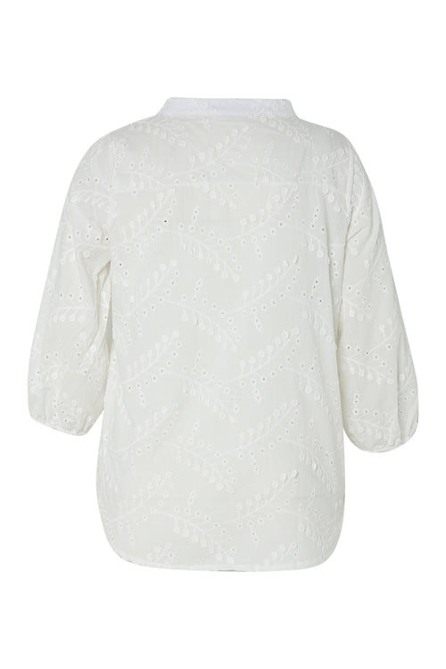 Blouse en coton unie avec fleurs brodées-Paprika-11