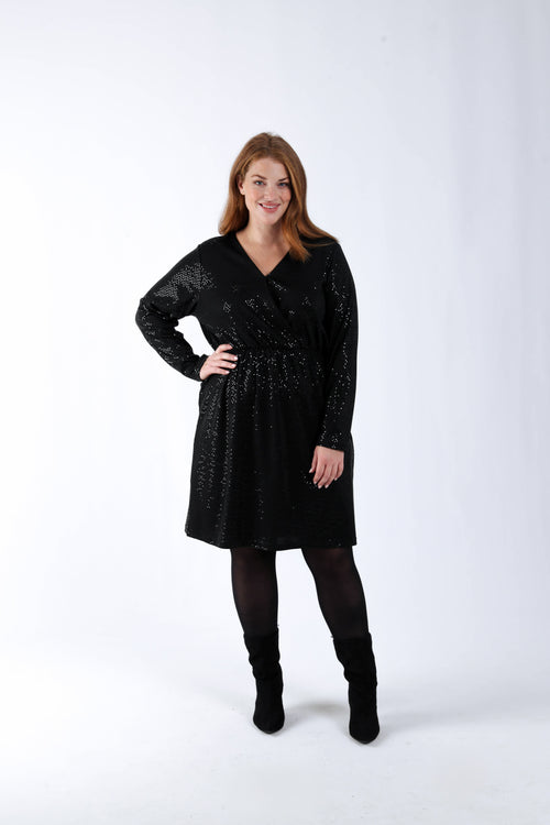 Korte jurk met glinsterend effect-Paprika-6