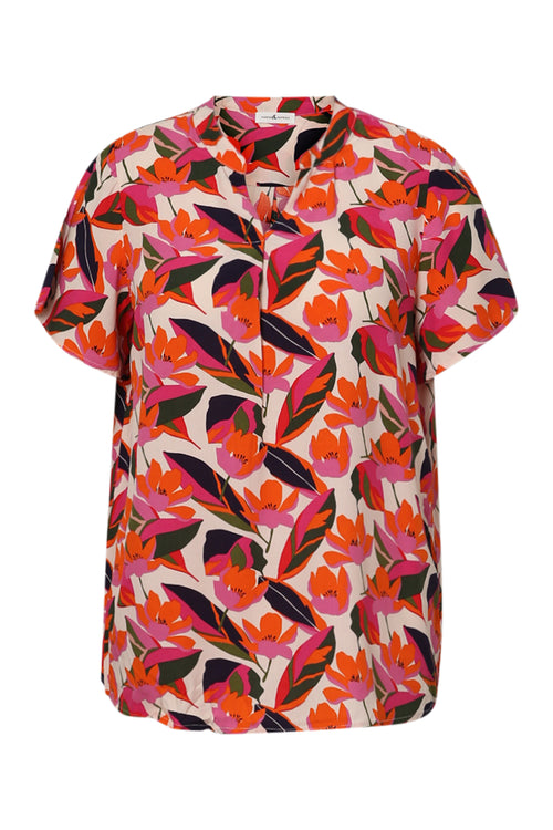 Bloes met bloemenprint van viscose-Paprika-2