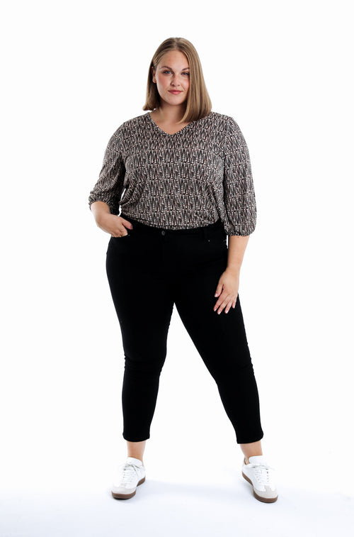 Pantalon slim 7/8 uni Louise-Paprika-1