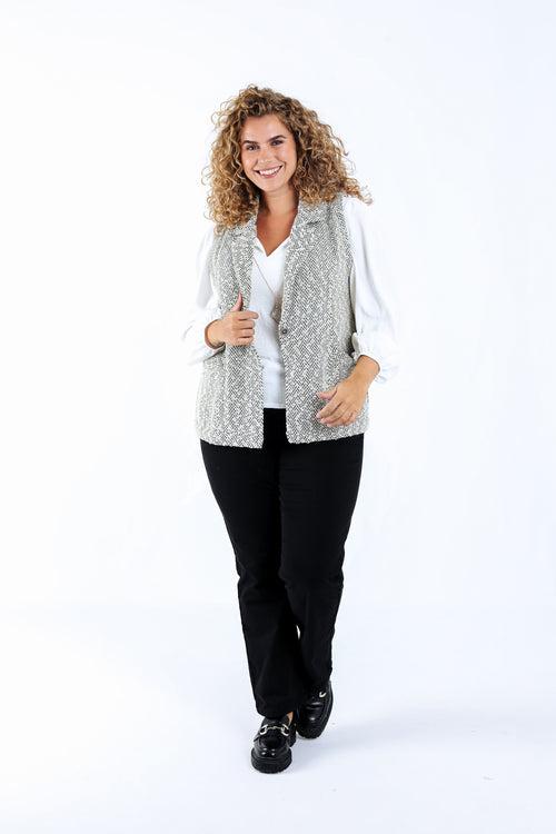 Mouwloze blazer met visgraatmotief-Paprika-6