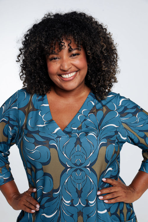 Robe housse imprimé graphique-Paprika-4