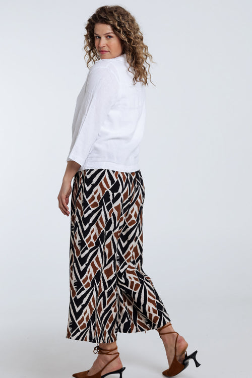 Effen linnen blouse met strik-Paprika-2