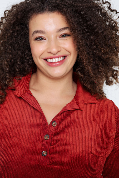 Robe courte unie en velours-Paprika-4