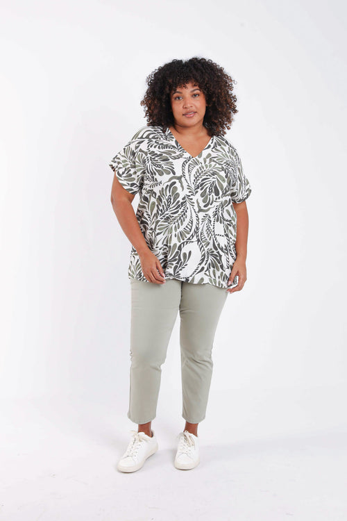 Blouse en viscose imprimé cachemire bicolore-Paprika-7