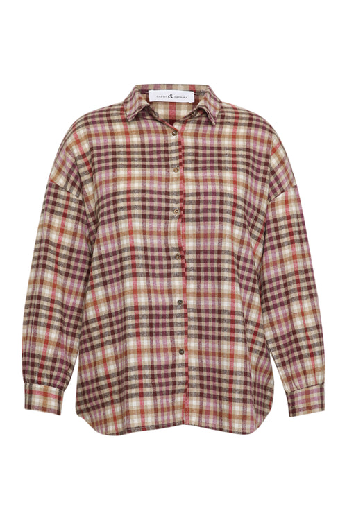 Blouse van katoen met geruit dessin-Paprika-7