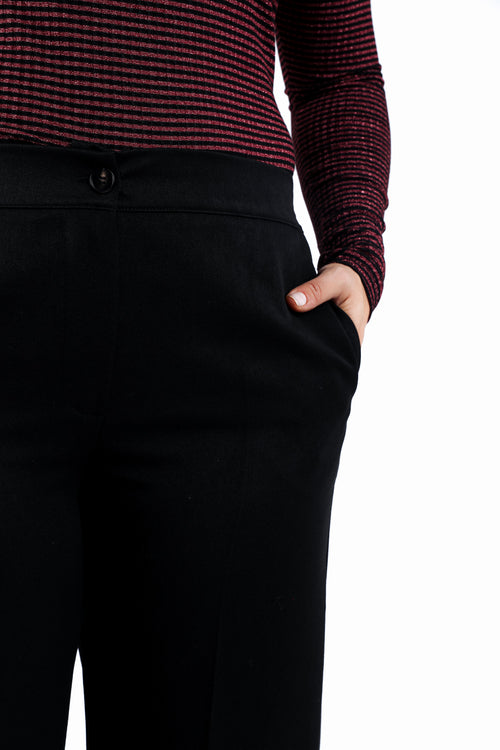 Wijde broek met plooien, effen kleur-Paprika-5