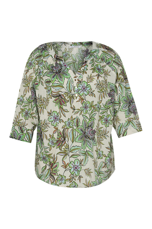 Blouse en coton avec imprimé floral-Paprika-1