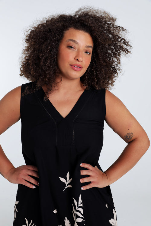 Robe en viscose imprimé feuillage-Paprika-5