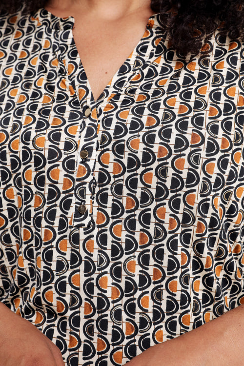 T-shirt met gouden grafisch motief-Paprika-4