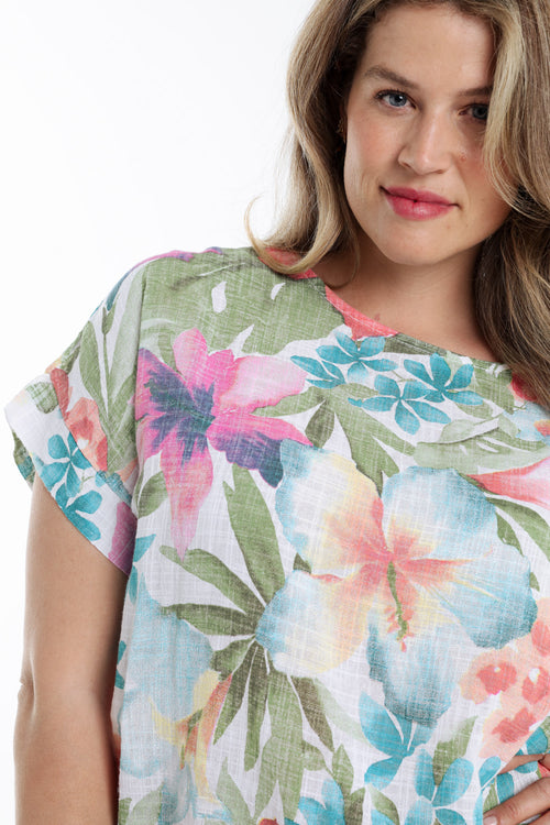 Blouse en coton imprimé floral-Paprika-4