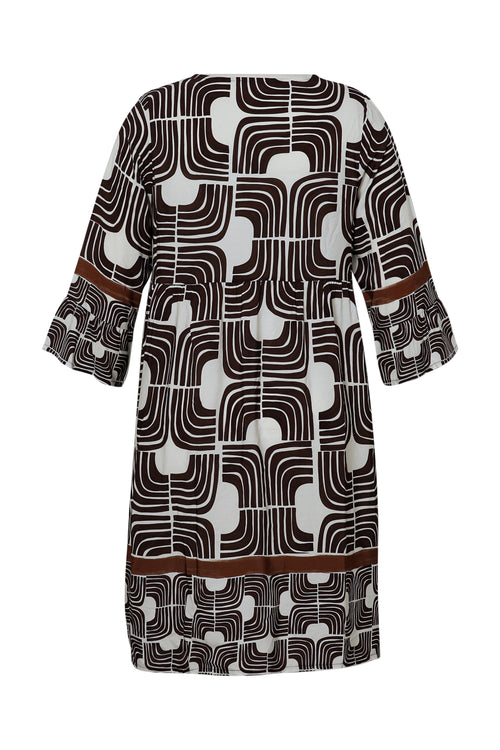 Korte jurk in viscose met grafische print-Paprika-2