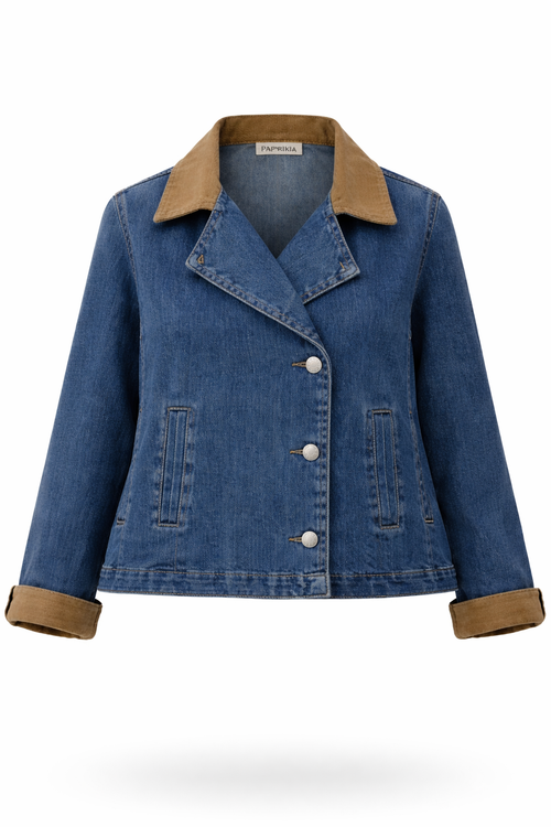 Veste en jeans avec velours-Paprika-10