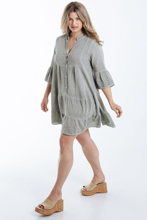 Robe tunique en gaze de coton unie-Paprika-8