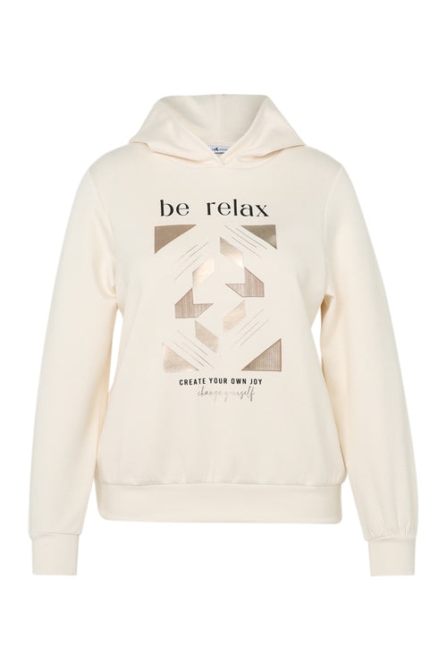 Effen trui met opschrift in folie en kap-Paprika-11