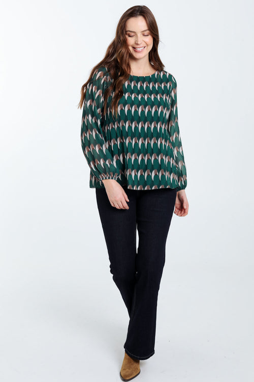 Geplooide blouse met grafische print-Paprika-7