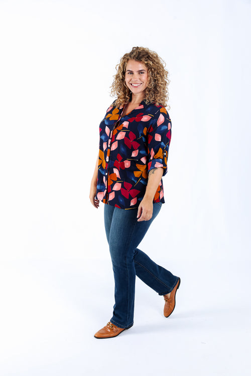 Chemisier en viscose imprimé fleurs-Paprika-6