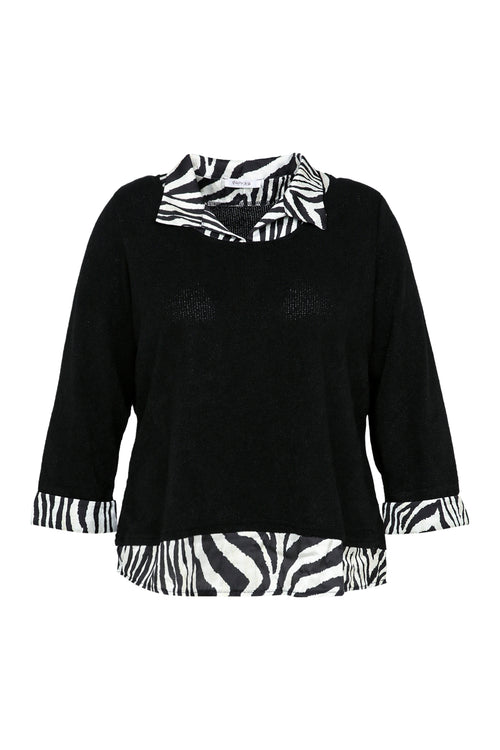 2 in 1 trui met zebraprint-Paprika-10