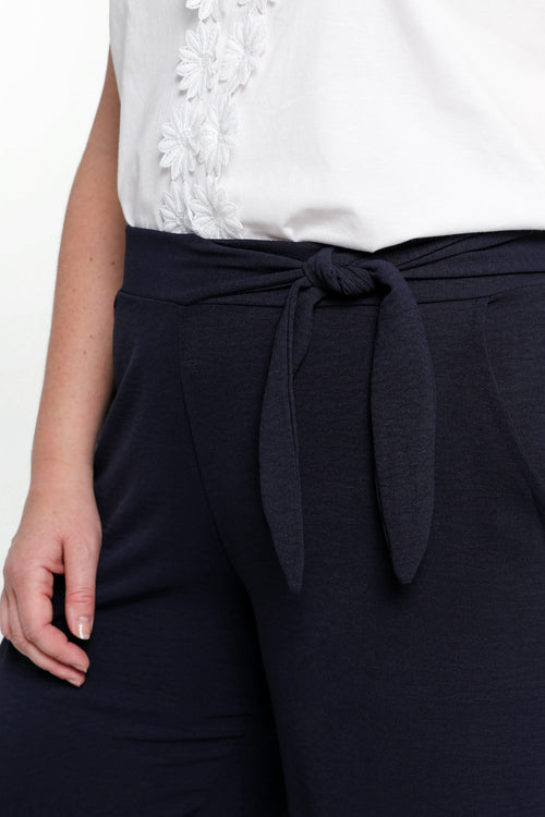 Losse, effen broek met geknoopte riem-Paprika-4