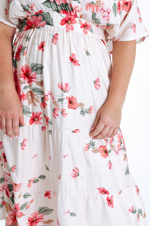 Lange jurk van viscose met bloemenprint-Paprika-7