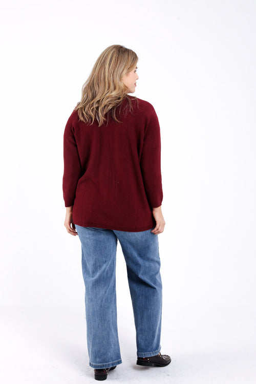 Lange cardigan van effen viscose-Paprika-2