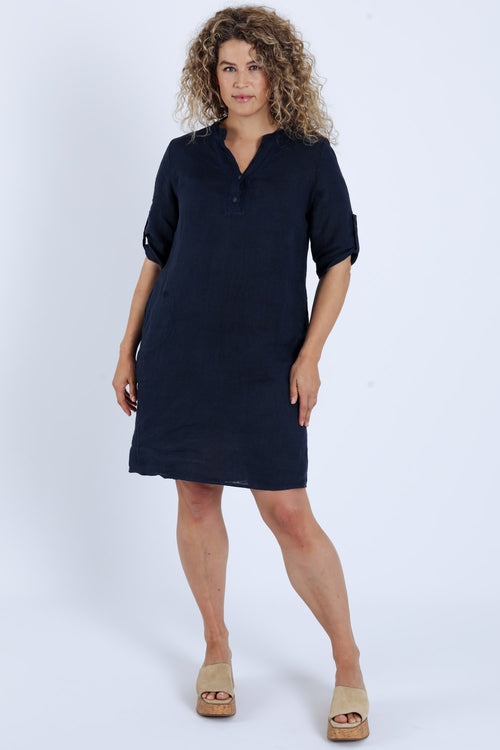 Robe tunique en lin unie-Paprika-7