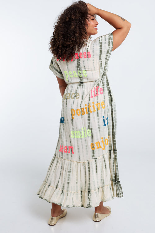 Lange jurk van viscose met tie-dye print-Paprika-2