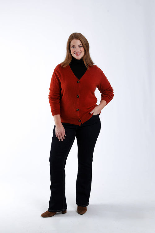 Effen cardigan-Paprika-5