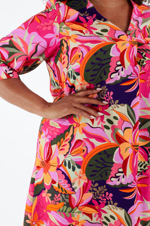 Jurk tuniek in viscose met bloemenprint – Paprika