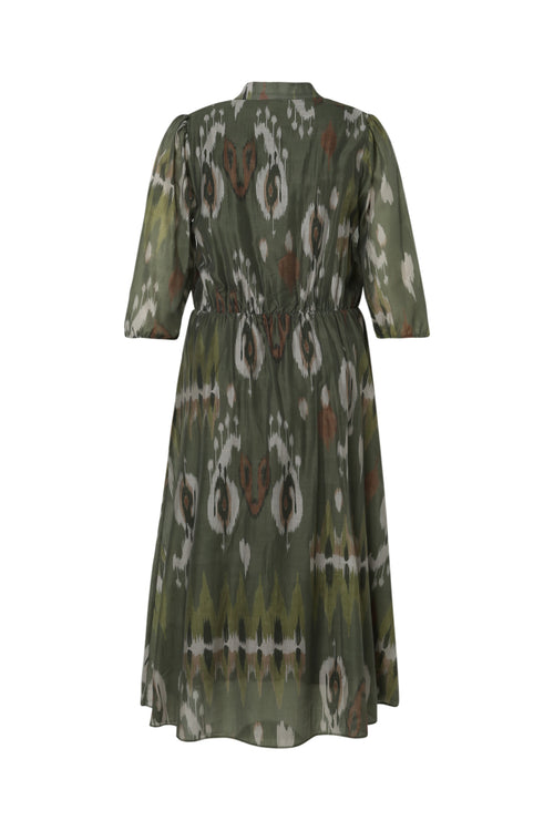 Lange jurk van viscose met etnische print-Paprika-11