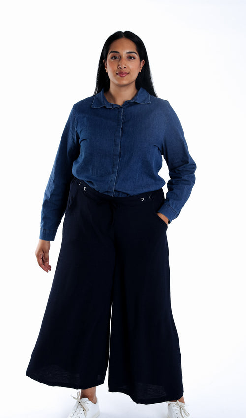 Effen wijde 7/8 broek-Paprika-2