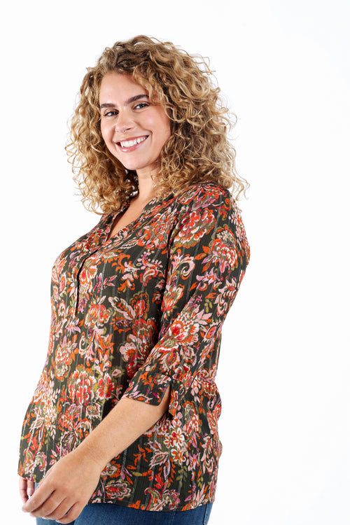 Blouse van viscose met paisleyprint-Paprika-5