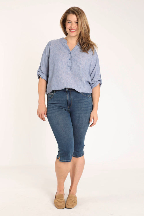 Jeans Louise corsaire met borduurdetail-Paprika-7